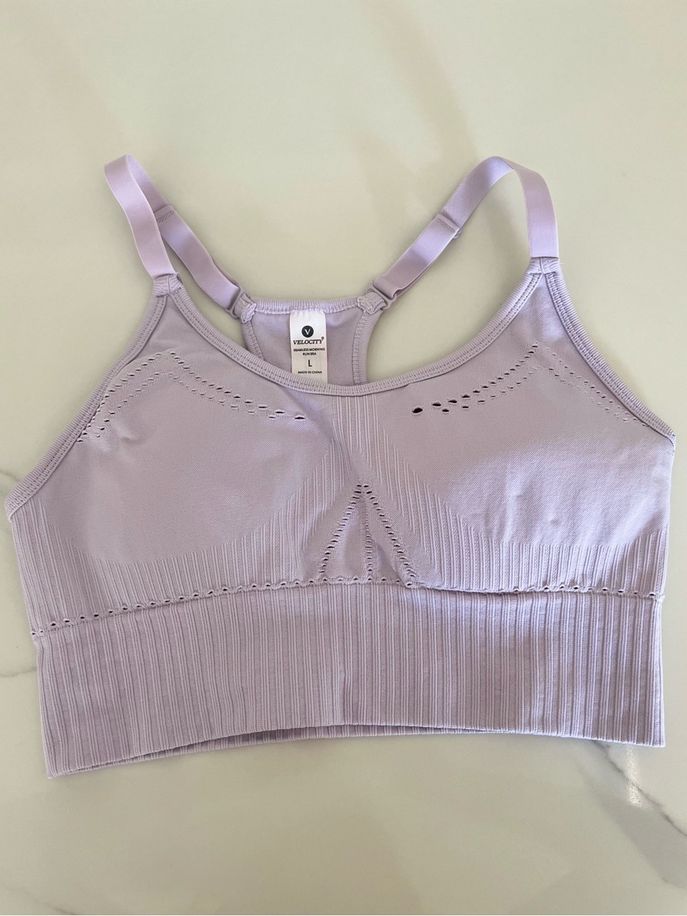 Velocity Seamless Light Lavender Bralette - Comfort Crop Top. Size L